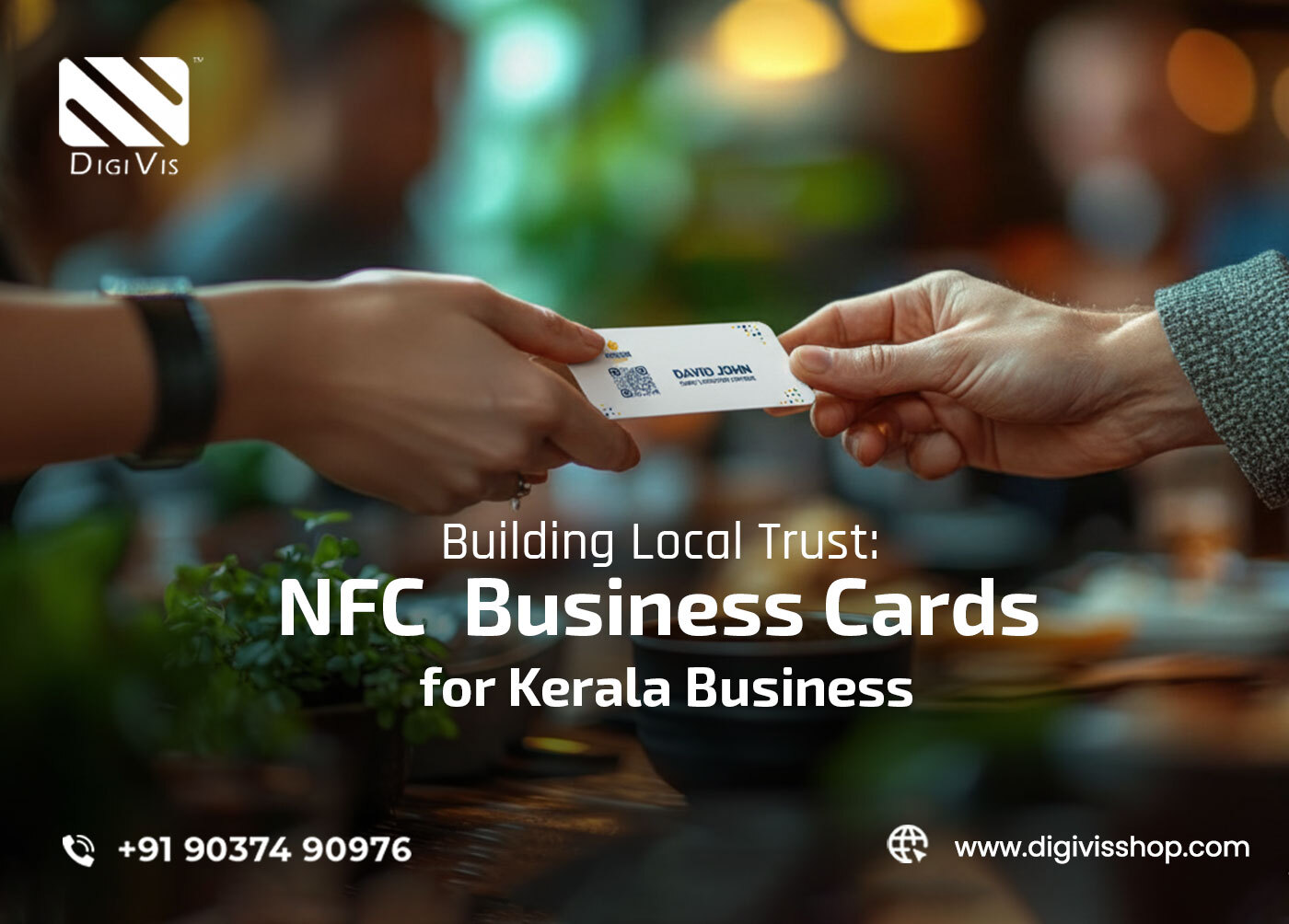 Professional exchanging contact with an NFC business card in Kerala