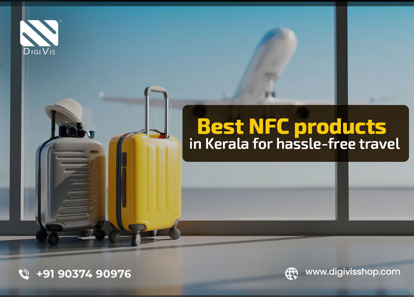 Traveler using NFC luggage tag from DigiVis in Kerala for smart and hassle-free travel.