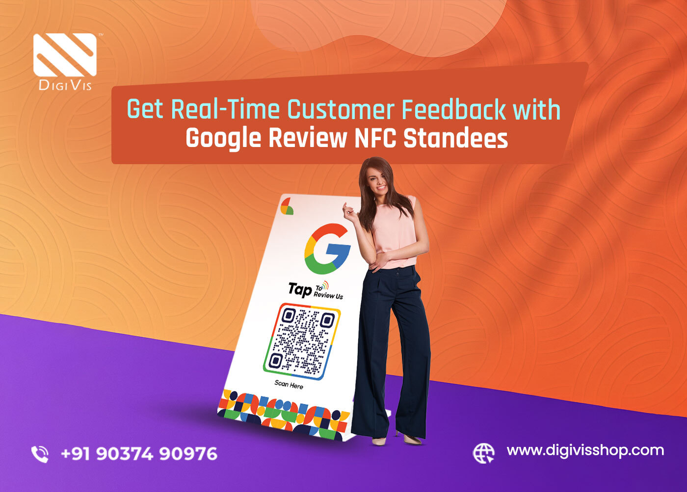 Customer using Google Review NFC standee in Palakkad shop